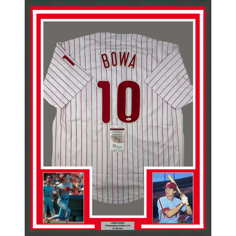 Framed Autographed/Signed Larry Bowa 33x42 980 WS Champs Jersey JSA COA