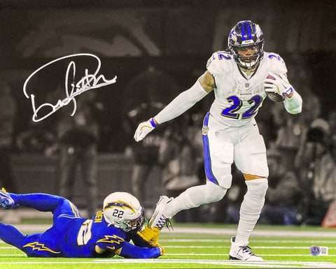 Derrick Henry Signed 16x20 Baltimore Ravens White Jersey Photo BAS