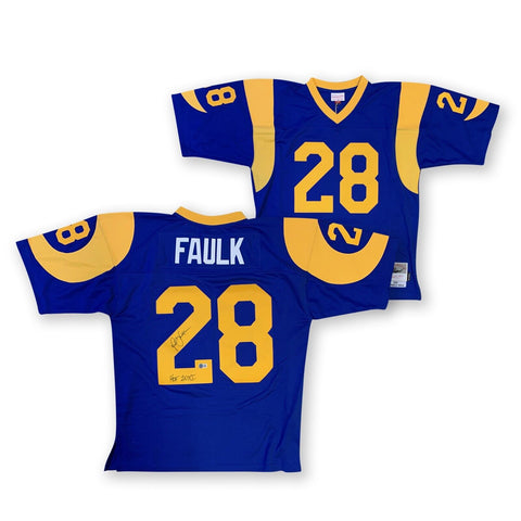 Marshall Faulk Autographed St Louis Rams HOF 2011 Mitchell Ness Jersey Beckett