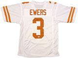 TEXAS LONGHORNS QUINN EWERS AUTOGRAPHED WHITE JERSEY BECKETT BAS QR 201710