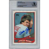 Pete Rose Autographed/Signed 1989 Topps 505 Trading Card Beckett 47069