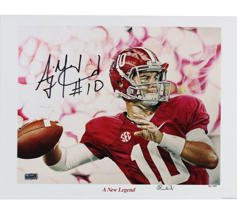 AJ McCarron Autographed/Signed Alabama Crimson Tide 14x18 Print Artist Sign