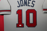 CHIPPER JONES (Braves grey TOWER) Signed Autographed Framed Jersey JSA