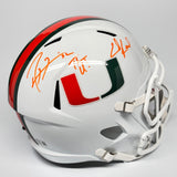 RAY LEWIS, ED REED SIGNED MIAMI HURRICANES FS WHITE REPLICA HELMET THE U BECKETT