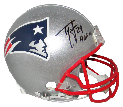 TY LAW SIGNED NEW ENGLAND PATRIOTS FULL SIZE PROLINE HELMET BECKETT W/ HOF 19