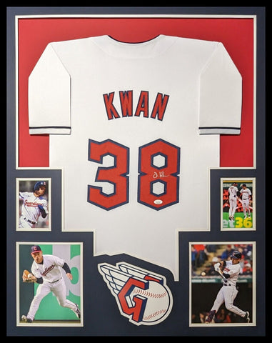 FRAMED CLEVELAND GUARDIANS STEVEN KWAN AUTOGRAPHED SIGNED JERSEY JSA COA