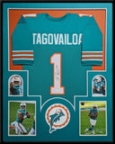 FRAMED MIAMI DOLPHINS TUA TAGOVAILOA AUTOGRAPHED SIGNED JERSEY JSA COA