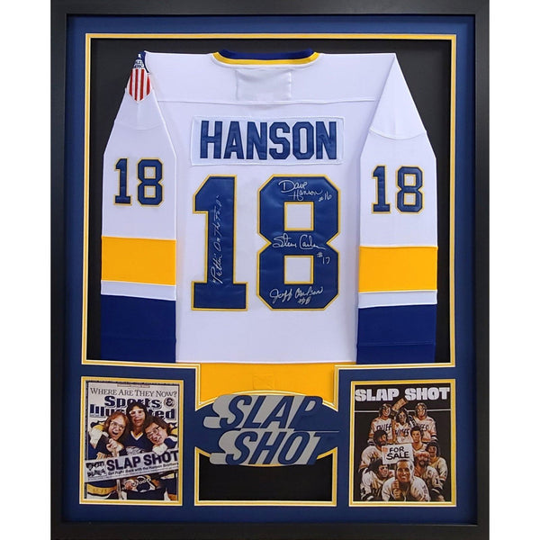 Slap Shot Hanson Brothers Autographed Signed Framed Jersey JSA