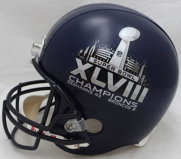 Malcolm Smith Autographed Helmet - Seattle Seahawks Blue Riddell Authentic  Super Bowl Speed SB XLVIII MVP MCS