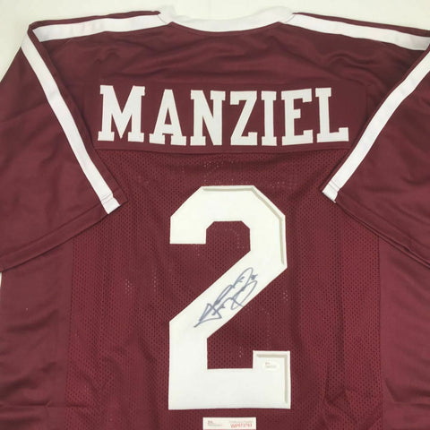 Autographed/Signed JOHNNY MANZIEL Texas A&M Maroon Football Jersey JSA COA Auto