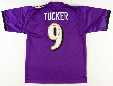 Justin Tucker Signed Baltimore Ravens Purple Home Jersey (JSA) 3xPro Bowl Kicker