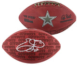 Cowboys Emmitt Smith Signed Wilson "The Duke" Team Showcase Nfl Football BAS Wit