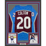 Framed Autographed/Signed Ross Colton 35x39 Colorado Maroon Jersey Beckett COA