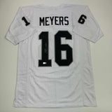 Autographed/Signed Jakobi Meyers Las Vegas Oakland White Jersey Beckett BAS COA