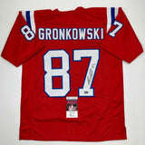 Autographed/Signed Rob Gronk Gronkowski New England Red Football Jersey JSA COA