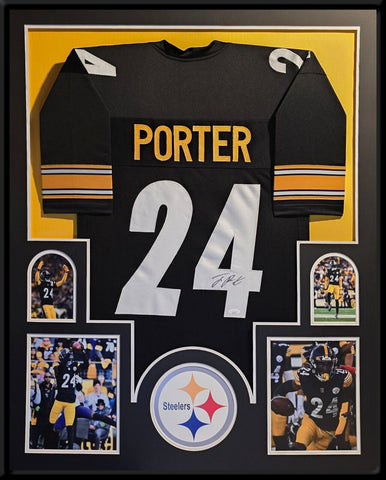 FRAMED PITTSBURGH STEELERS JOEY PORTER JR AUTOGRAPHED SIGNED JERSEY JSA COA