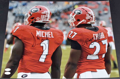 NICK CHUBB & SONY MICHEL SIGNED AUTOGRAPHED GEORGIA BULLDOGS 16x20 PHOTO JSA