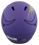 Vikings Adrian Peterson "All Damn Day" Signed Rave F/S Speed Rep Helmet BAS Wit