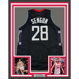 Framed Autographed/Signed Alperen Sengun 35x39 Houston Black Jersey Beckett COA