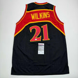 Autographed/Signed Dominique Wilkins Atlanta Black Basketball Jersey JSA COA