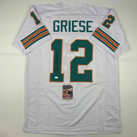 Autographed/Signed BOB GRIESE Miami White Football Jersey JSA COA Auto