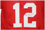 Denzel Ward Autographed/Signed College Style Red XL Jersey JSA 26576