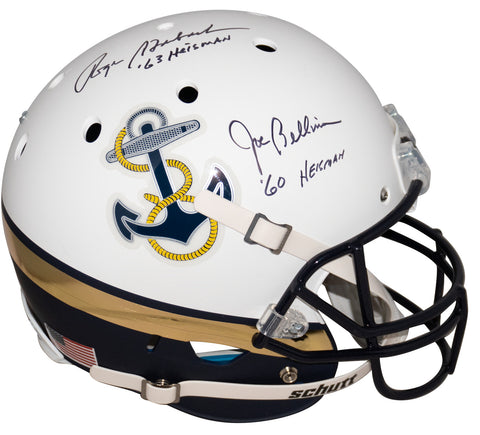 ROGER STAUBACH & JOE BELLINO SIGNED NAVY MIDSHIPMEN WHITE FULL SIZE HELMET JSA