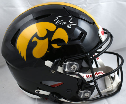 George Kittle Autographed Iowa F/S Speed Flex Helmet- Beckett W Hologram *White