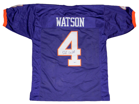 DESHAUN WATSON SIGNED AUTOGRAPHED CLEMSON TIGERS #4 PURPLE JERSEY BECKETT