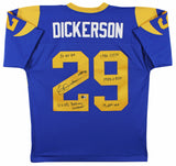 Rams Eric Dickerson "Career Stat" Signed Blue Mitchell & Ness Jersey BAS Witness