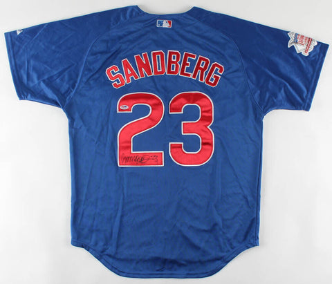 Ryne Sandberg Signed Chicago Cubs Custom Style Jersey (PSA) HOF / 2nd Baseman