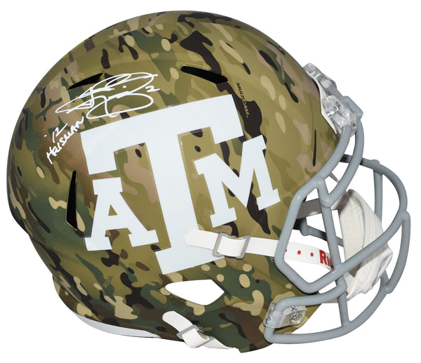 JOHNNY MANZIEL SIGNED TEXAS A&M AGGIES CAMO FULL SIZE SPEED HELMET W/ 12 HEISMAN