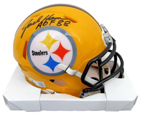 Jack Ham HOF Signed/Inscr Yellow Mini Helmet Steelers Becket Witness 192373