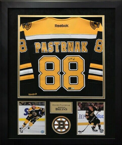 David Pastrnak Signed Autographed Jersey Custom Framed to 32x40 Fanatics