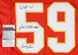 Jan Stenerud, Willie Roaf & Emmitt Thomas Signed Jersey (JSA COA) KC Chiefs HOF