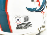 DE'VON ACHANE AUTOGRAPHED DOLPHINS WHITE MINI HELMET BECKETT WITNESS 221545