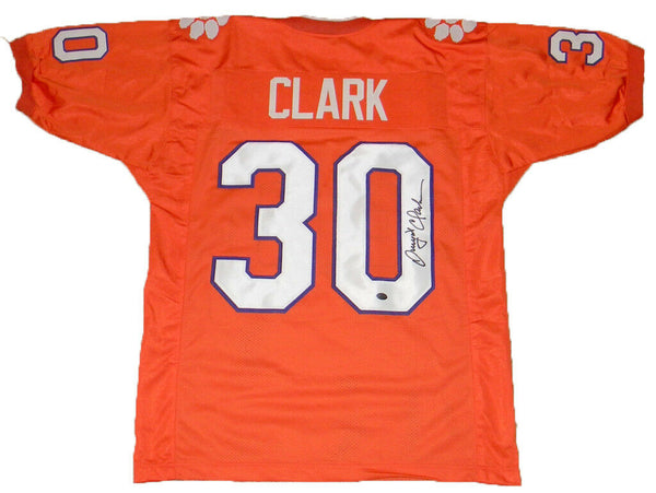 DWIGHT CLARK SIGNED AUTOGRAPHED CLEMSON TIGERS #30 ORANGE JERSEY GTSM