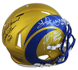 Rams (3) Warner, Faulk & Vermeil Signed Flash F/S Speed Proline Helmet BAS Wit