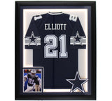 Ezekiel Elliott Signed Dallas Cowboys LED Framed Nike Game Blue NFL Jersey