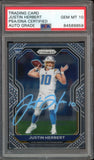 2020 Panini Prizm #325 Justin Herbert RC Rookie PSA/DNA Auto Grade GEM MINT 10