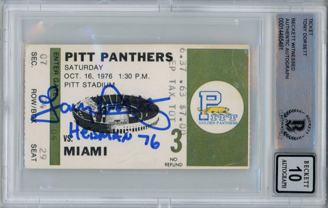 Tony Dorsett Autographed 10/16/1976 Ticket Stub Heisman Beckett Slab 34028