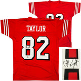 SAN FRANCISCO 49ERS JOHN TAYLOR AUTOGRAPHED RED JERSEY BECKETT WITNESS 232608