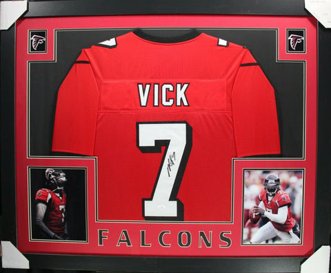 MICHAEL VICK (Falcons red SKYLINE) Signed Autographed Framed Jersey JSA