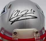 Mac Jones Autographed Patriots Speed Mini Helmet (Bubbled) Beckett WS86379