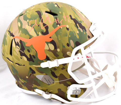 Earl Campbell Signed Texas Longhorns F/S Camo Speed Helmet w/HT 77-BeckettW Holo