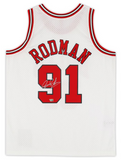 Dennis Rodman Autographed Chicago Bulls White Mitchell & Ness Jersey Fanatics