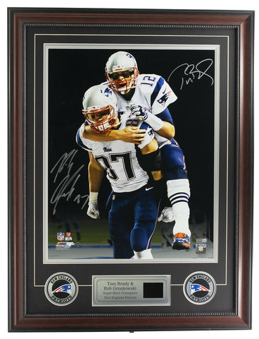 Tom Brady and Rob Gronkowski Signed Framed 16x20 Patriots Photo TriStar Steiner