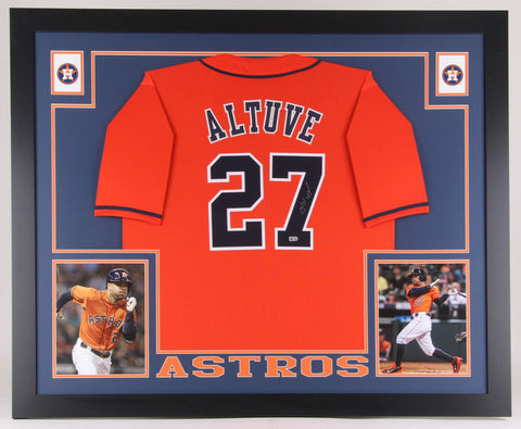 Jose Altuve Signed Houston Astros 35x43 Custom Framed Jersey (MLB Hologram)