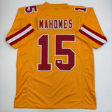 Autographed/Signed Patrick Mahomes Kansas City Yellow Football Jersey BAS COA