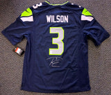 SEAHAWKS RUSSELL WILSON AUTOGRAPHED FRAMED BLUE NIKE JERSEY RW HOLO 185070